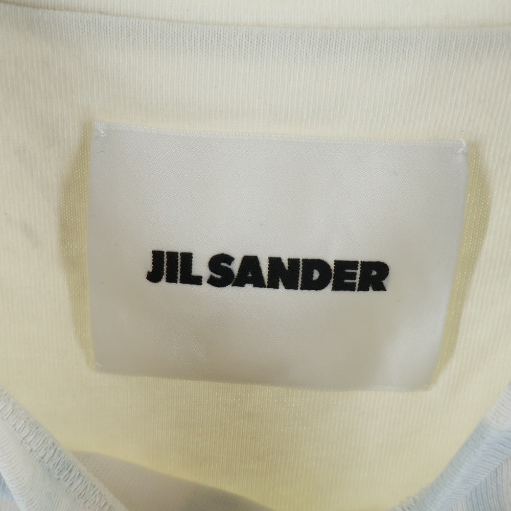 JIL SANDER NAVY(ジルサンダーネイビー) 23AW グラフィックプリント オーバーサイズ クルーネック 半袖Tシャツ カットソー ホワイト/ライトブルー J61GC0003 J20096
