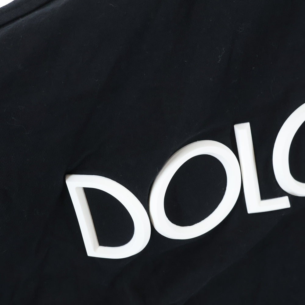DOLCE & GABBANA(ドルチェアンドガッバーナ) シリコン ラバーロゴ クルーネック 半袖Tシャツ カットソー ブラック G8PC4Z/HU7MA