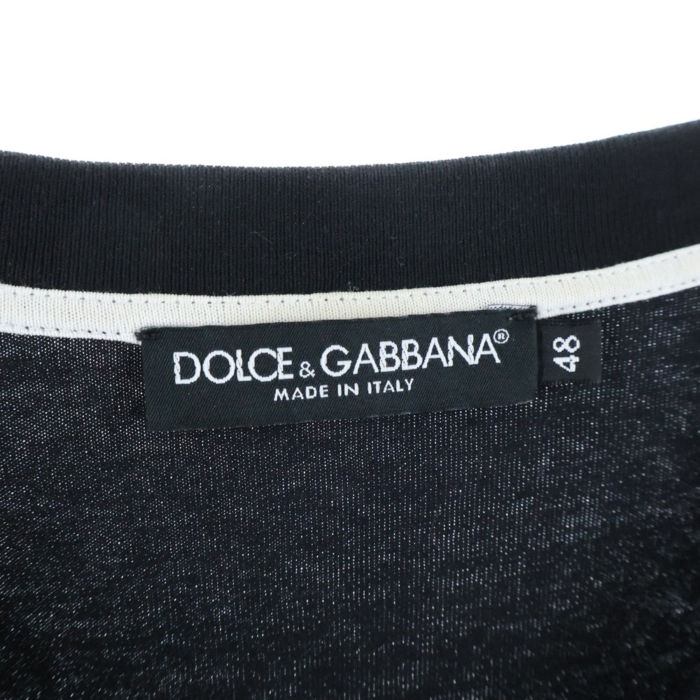 DOLCE & GABBANA(ドルチェアンドガッバーナ) シリコン ラバーロゴ クルーネック 半袖Tシャツ カットソー ブラック G8PC4Z/HU7MA