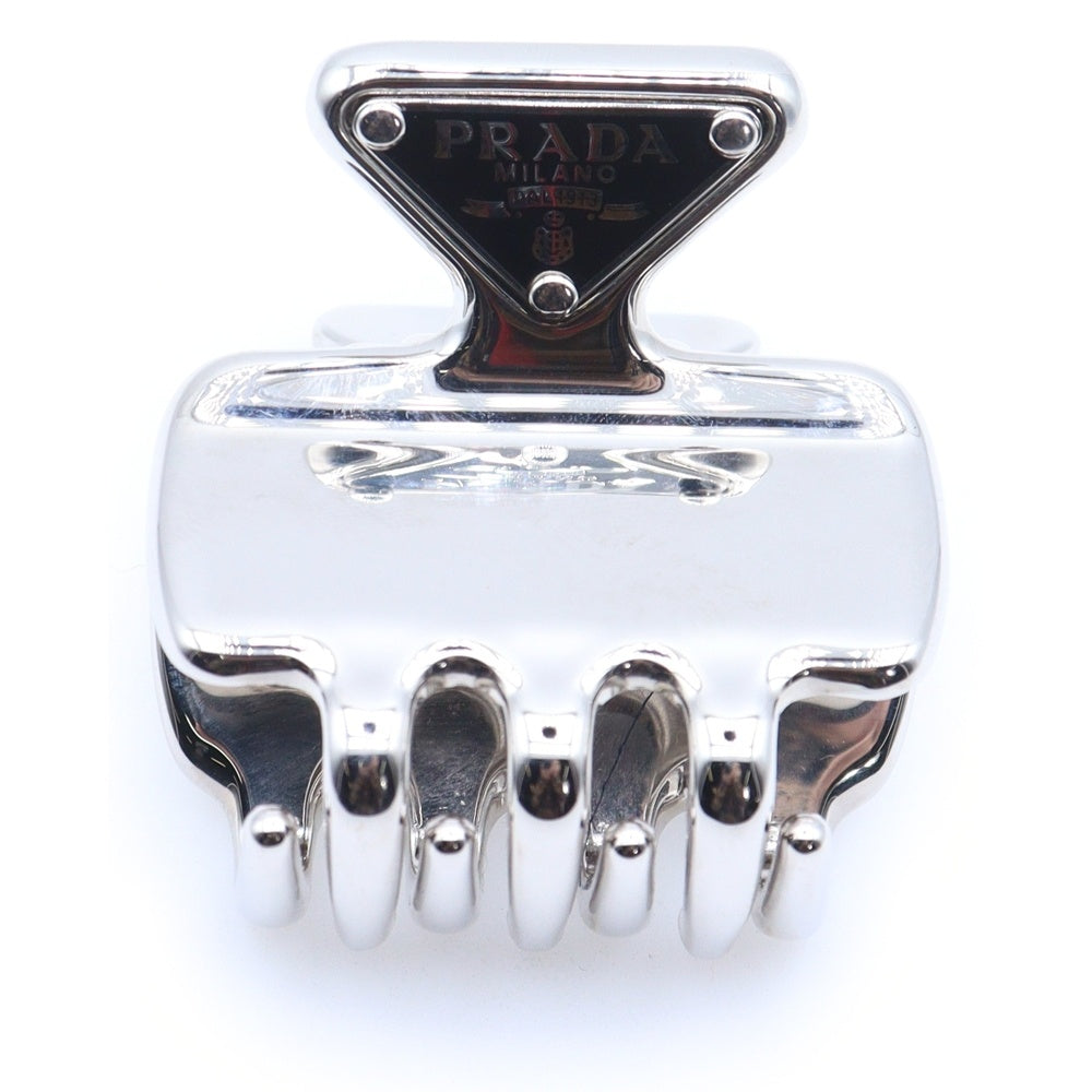 PRADA(プラダ) ロゴ 三角プレート ヘアクリップ シルバー金具 1IF087 レディース
