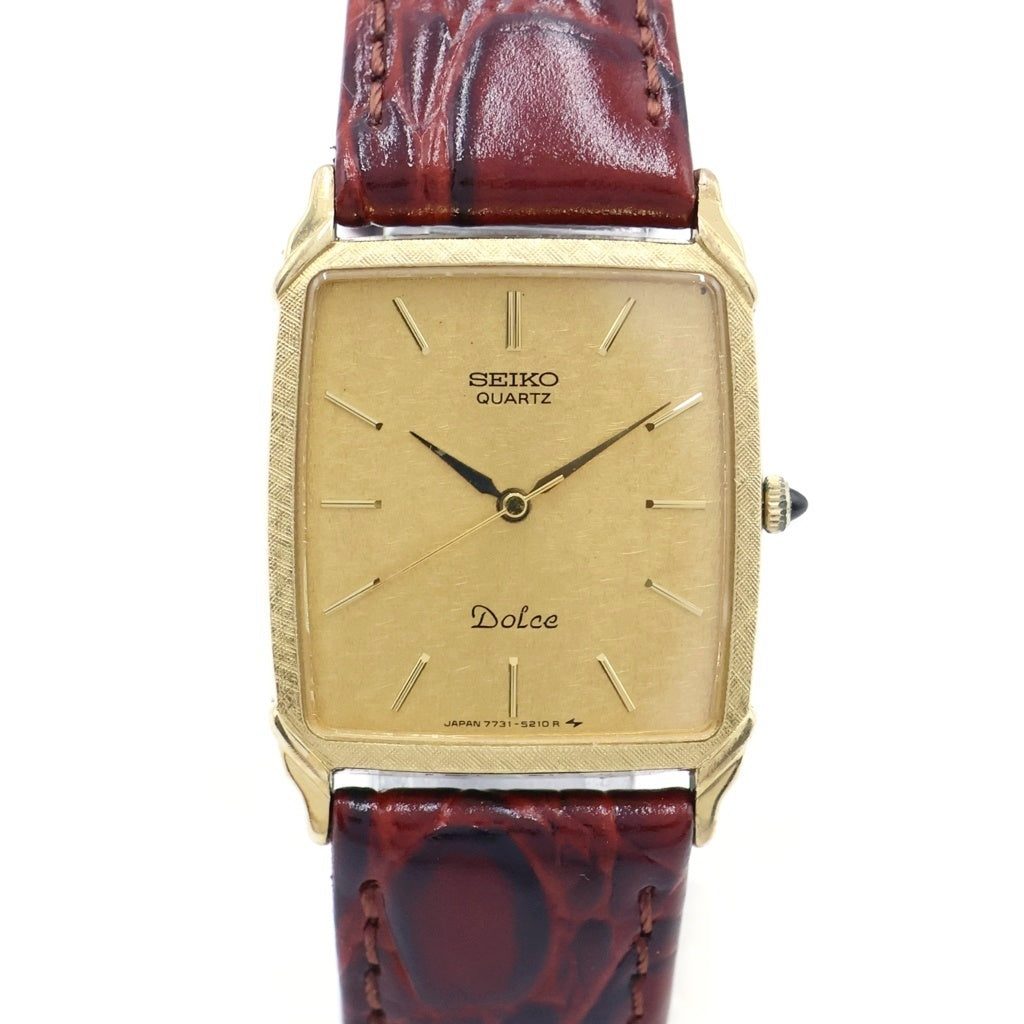 SEIKO(セイコー) Dolce ドルチェ シャンパン文字盤 スクエア 14KST/QZ クォーツ ヴィンテージ 腕時計 7731-5180 レディース