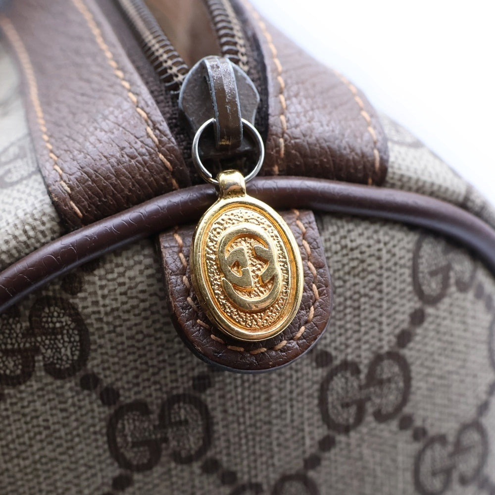 GUCCI(グッチ) シェリーライン ミニボストンバッグ PVC×レザー ブラウン 40.02.007 レディース