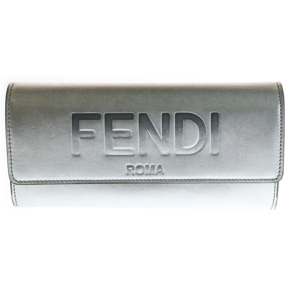 FENDI(フェンディ) コンチネンタル 二つ折り長財布 エンボス シルバー レザー 8M0251 レディース