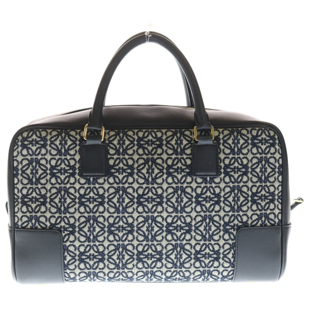 LOEWE(ロエベ) アマソナ28 2WAYバッグ アナグラム ジャガード ネイビー×ブラック キャンバス×カーフレザー レディース