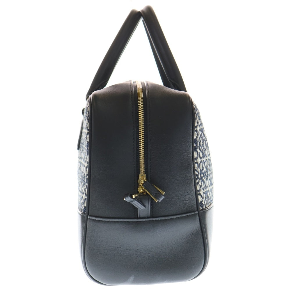 LOEWE(ロエベ) アマソナ28 2WAYバッグ アナグラム ジャガード ネイビー×ブラック キャンバス×カーフレザー レディース