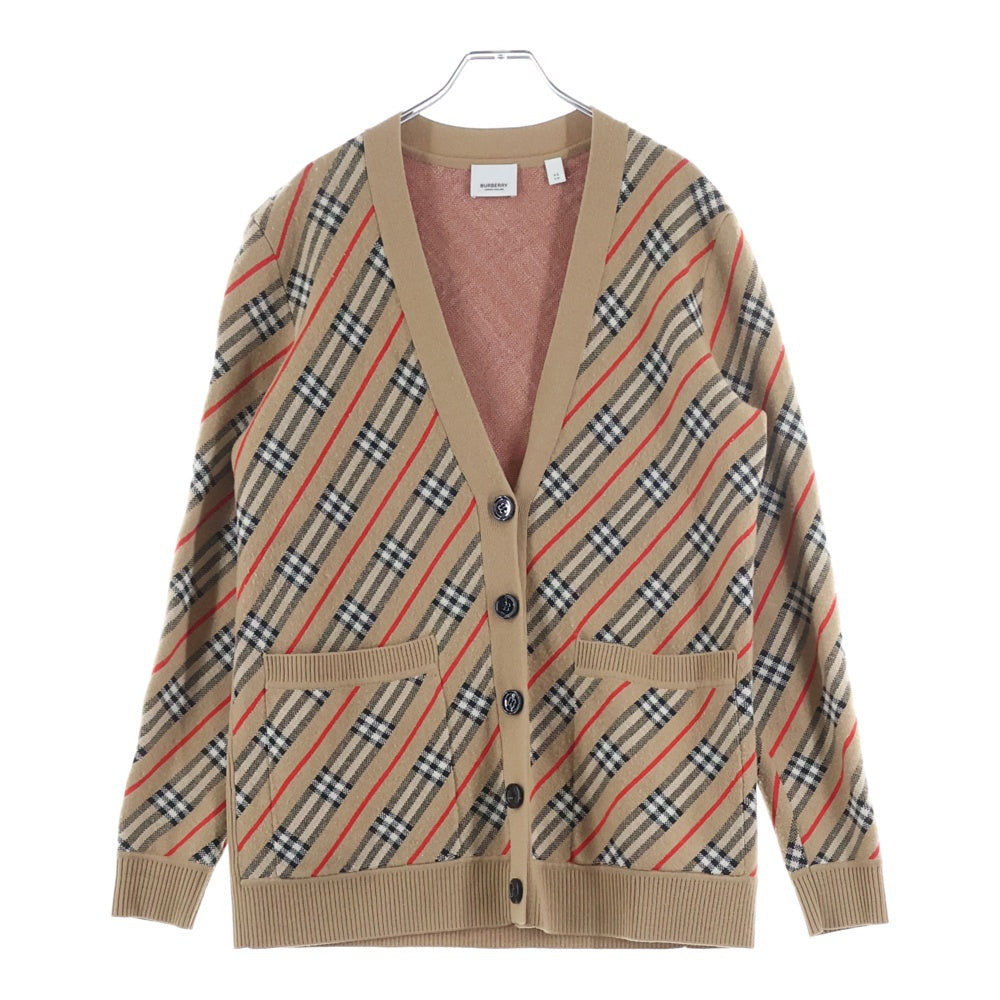 BURBERRY(バーバリー) ノバチェック ニットカーディガン ブラウン レディース
