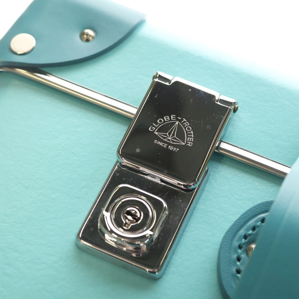 GLOBE-TROTTER(グローブトロッター) ×TIFFANY&Co. ティファニー 18インチ レザー トランク キャリーケース シルバー金具 ライトブルー レディース