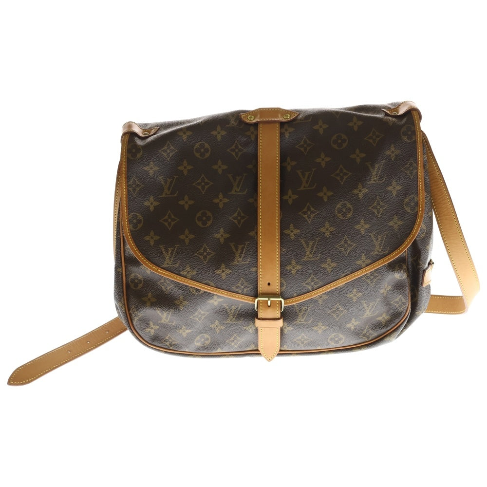 LOUIS VUITTON(ルイヴィトン) モノグラム ソミュール30 ショルダーバッグ ブラウン レザー×PVC M42256 ゴールド金具