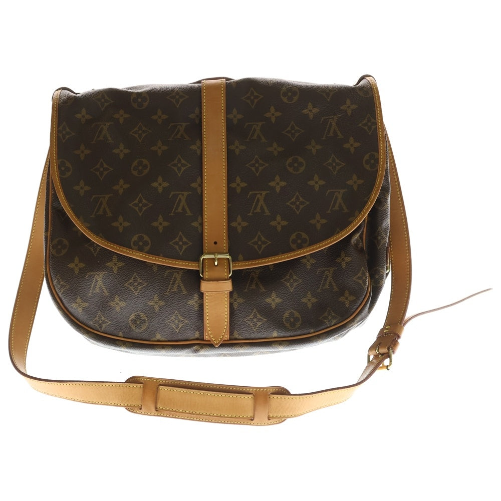 LOUIS VUITTON(ルイヴィトン) モノグラム ソミュール30 ショルダーバッグ ブラウン レザー×PVC M42256 ゴールド金具