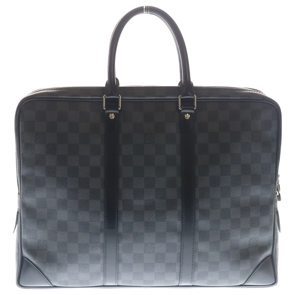 LOUIS VUITTON(ルイヴィトン) ダミエグラフィット ポルトドキュマン ヴォワヤージュ ビジネスバッグ ハンドバッグ ブラック レザー×PVC N41125 シルバー金具