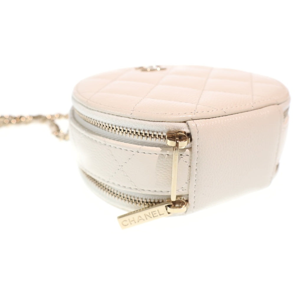 CHANEL(シャネル) マトラッセ スモール ヴァニティ キャビアスキン レザー チェーンショルダーバッグ ゴールド金具 ホワイト AP2502 31番台 レディース