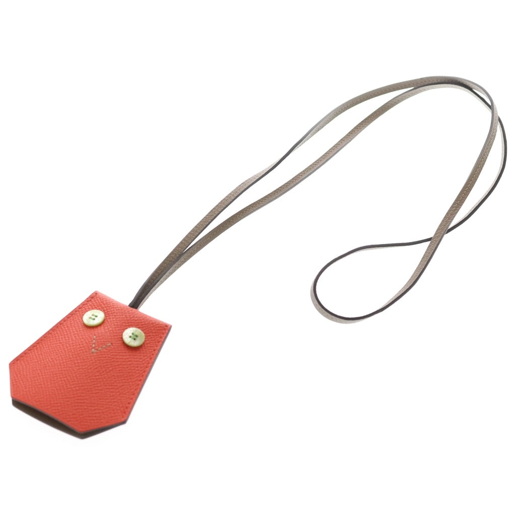 HERMES(エルメス) バッグチャーム クロシェット フクロウ レッド レザー エプロン レディース