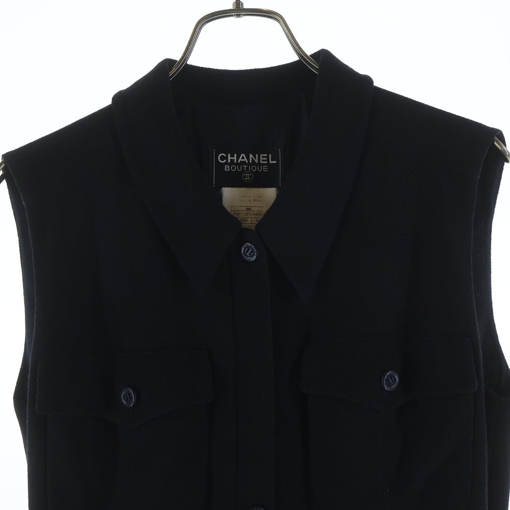 CHANEL(シャネル) 96C クルーズコレクション ウール ノースリーブ ロング ワンピース ネイビー レディース P06139V04505