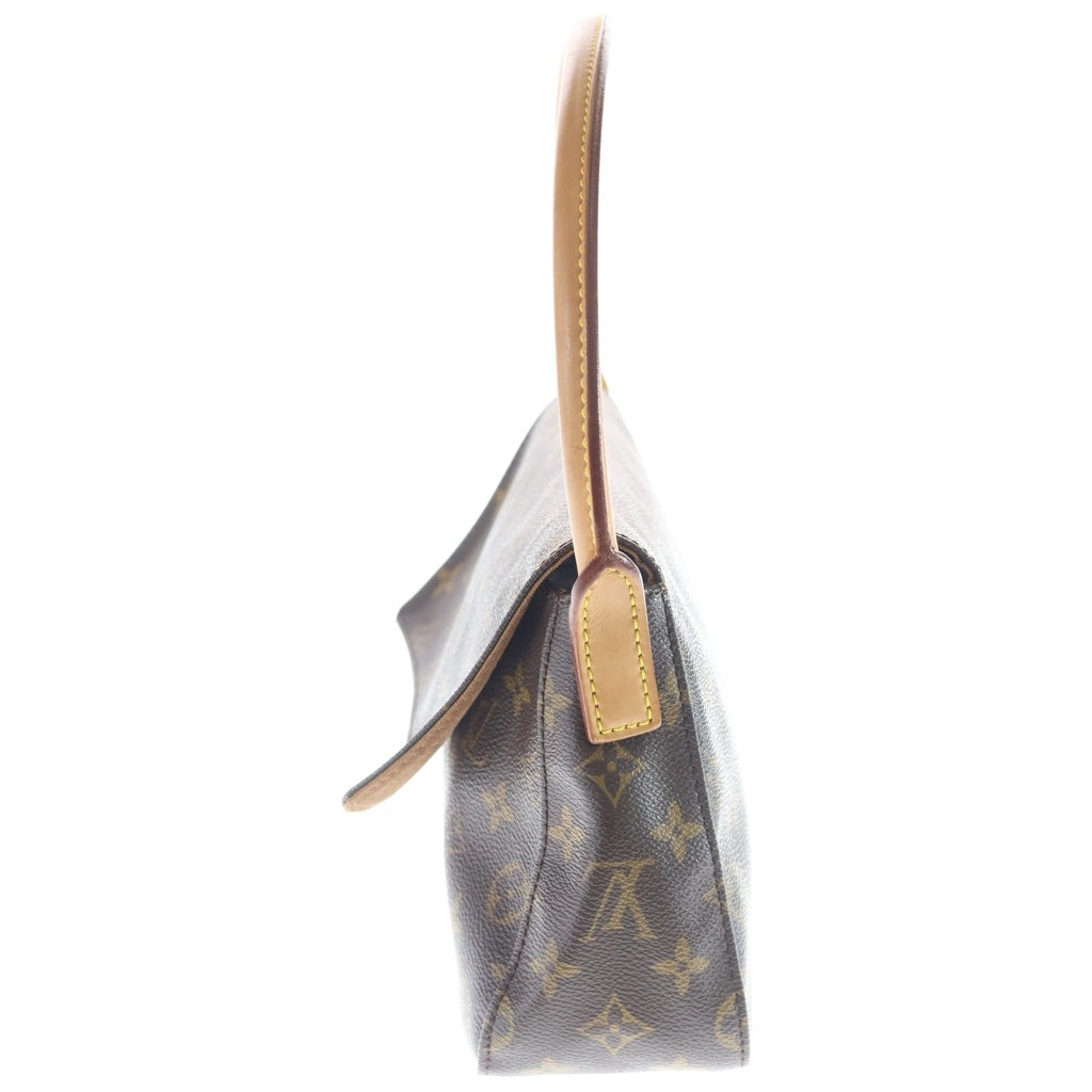 LOUIS VUITTON(ルイヴィトン) モノグラム ミニルーピング ハンドバッグ ワンショルダーバッグ ブラウン レザー×PVC M51147 ゴールド金具 レディース
