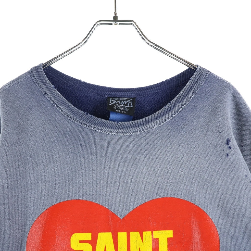 SAINT MICHAEL(セントマイケル) 25AW CRW NECK SWT/SAINT POWER スウェット ネイビーグレー コットン #XL SM-HR1-0000-048