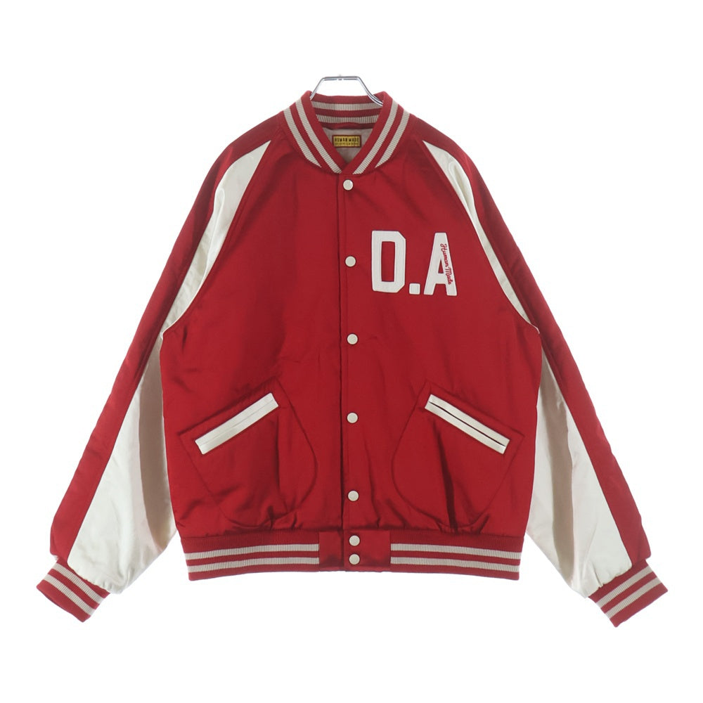 HUMAN MADE(ヒューマンメイド) 25SS SATIN STADIUM JACKET スタジアムジャケット ブルゾン ホワイト×レッド コットン×レーヨン #XL HM29JK020