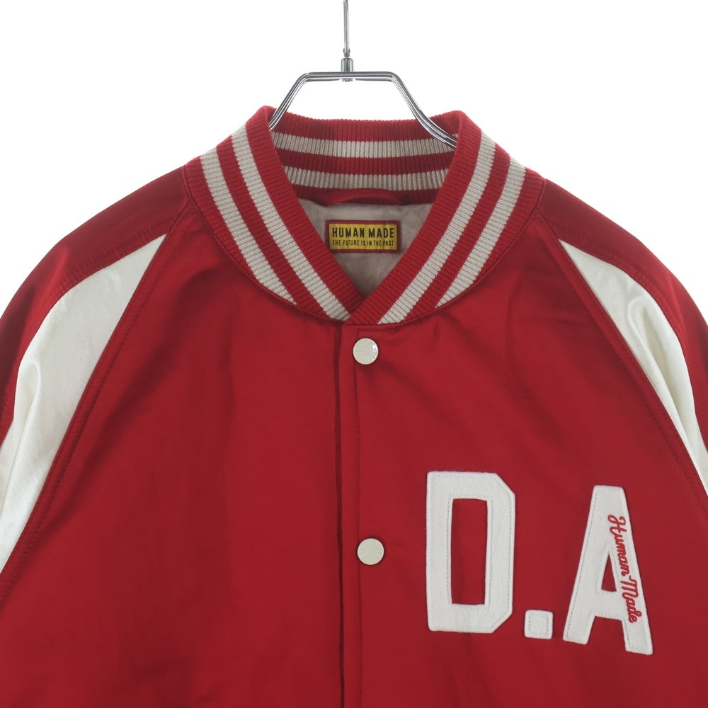 HUMAN MADE(ヒューマンメイド) 25SS SATIN STADIUM JACKET スタジアムジャケット ブルゾン ホワイト×レッド コットン×レーヨン #XL HM29JK020