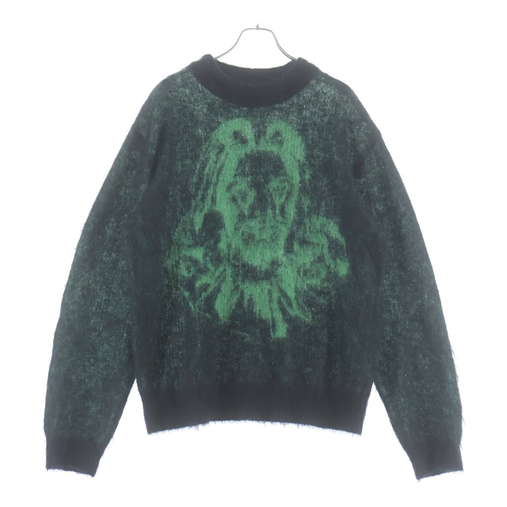 SAINT MICHAEL セントマイケル 22AW ×BORN RAISED KNIT CLOWN ナイロン混 モヘア プルオーバー 長袖ニット セーター ブラック/グリーン SM-A22-0000-072 SAINT MICHAEL(セントマイケル) 22AW ×BORN RAISED KNIT CLOWN