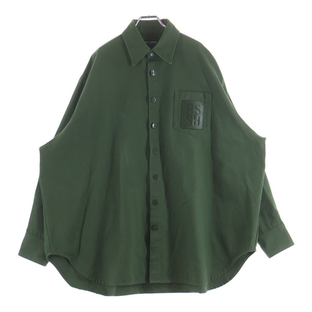 RAF SIMONS(ラフシモンズ) 22AW PIN OVERSIZED DENIM SHIRT ロゴパッチ オーバーサイズ デニムシャツ カーキ 222-M243