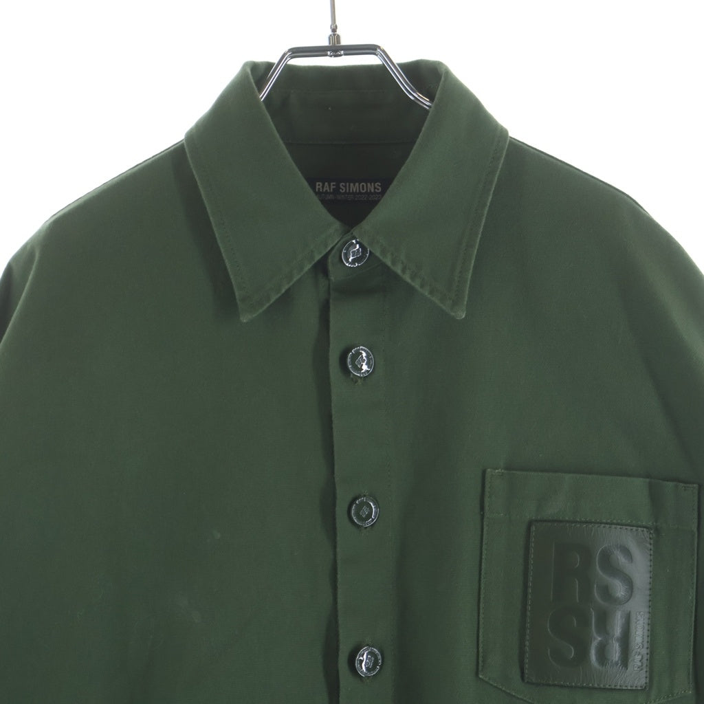 RAF SIMONS(ラフシモンズ) 22AW PIN OVERSIZED DENIM SHIRT ロゴパッチ オーバーサイズ デニムシャツ カーキ 222-M243