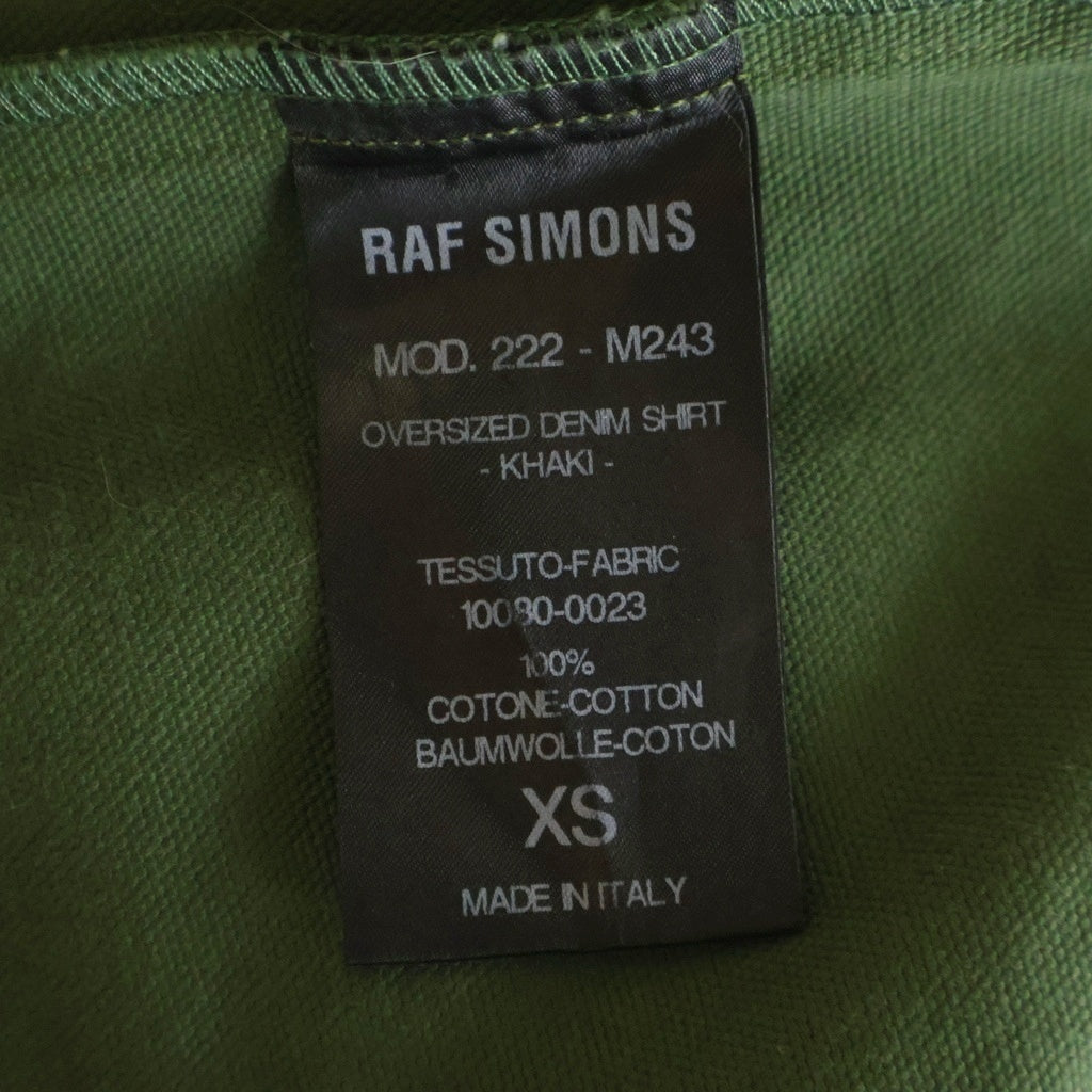 RAF SIMONS(ラフシモンズ) 22AW PIN OVERSIZED DENIM SHIRT ロゴパッチ オーバーサイズ デニムシャツ カーキ 222-M243
