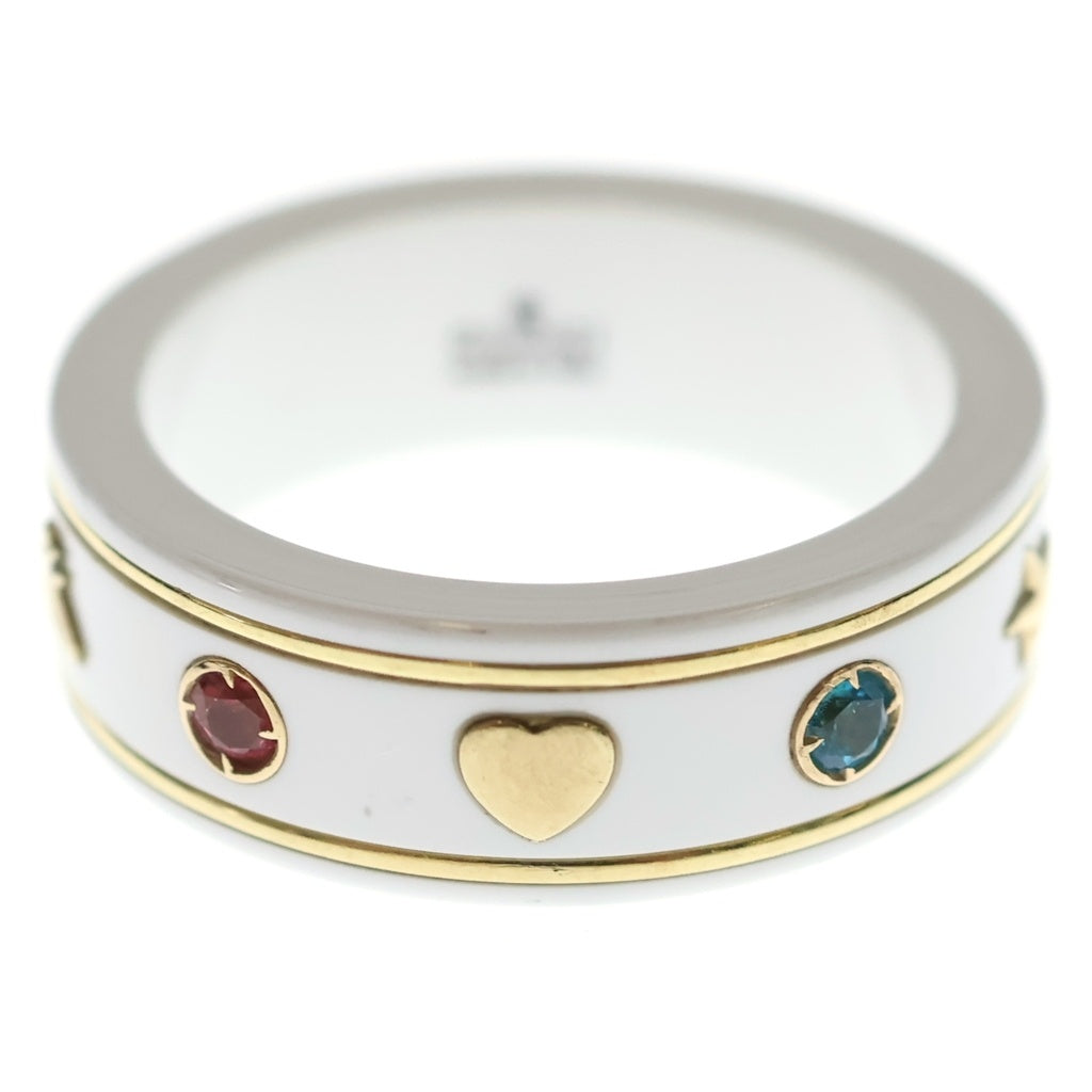 GUCCI(グッチ) ジェムストーン アイコン リング ホワイト セラミック×750 5.6g #15 527095 J8F76 8521