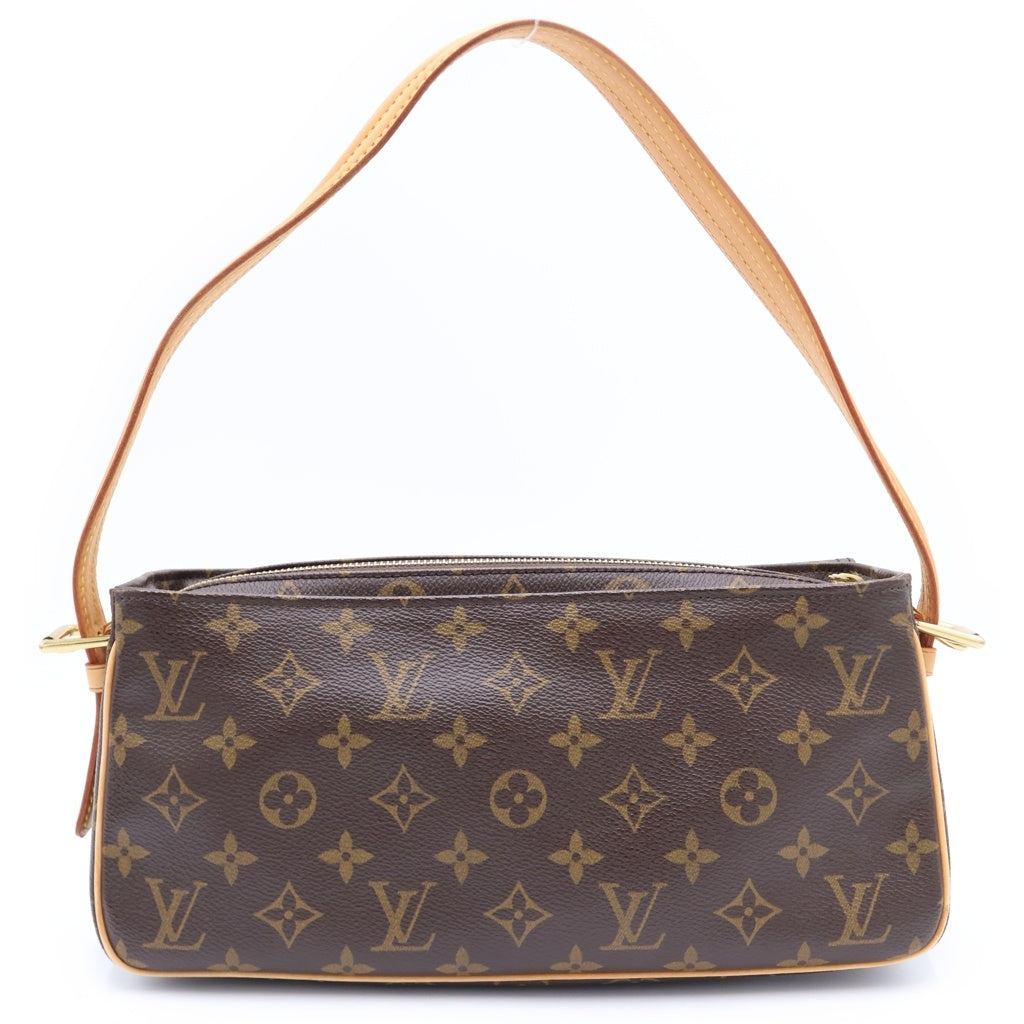 LOUIS VUITTON(ルイヴィトン) モノグラム ヴィヴァシテMM ワンショルダーバッグ ハンドバッグ ブラウン レザー×PVC M51164 ゴールド金具 レディース