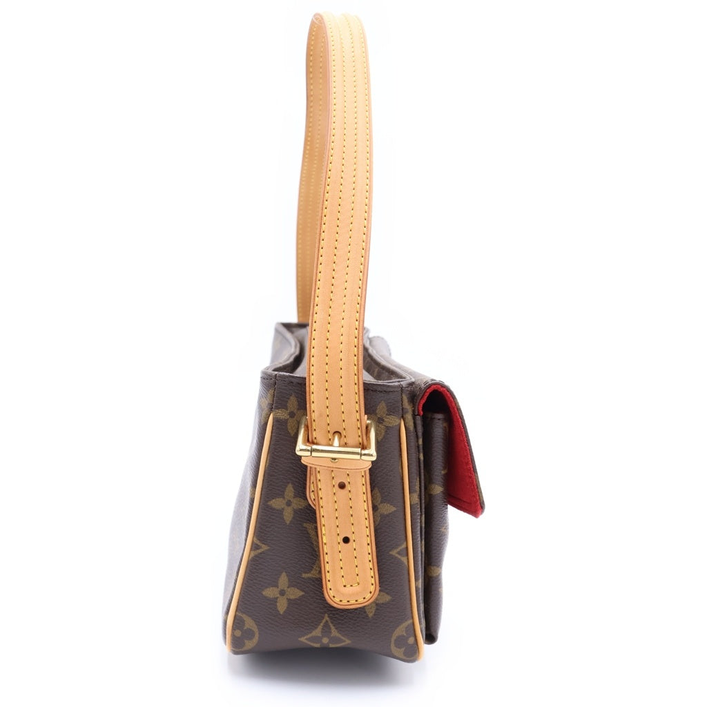 LOUIS VUITTON(ルイヴィトン) モノグラム ヴィヴァシテMM ワンショルダーバッグ ハンドバッグ ブラウン レザー×PVC M51164 ゴールド金具 レディース