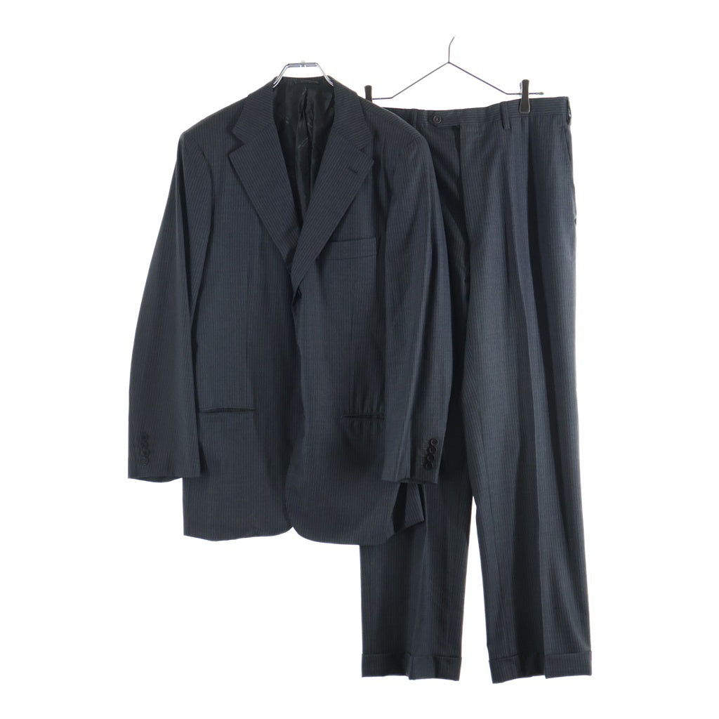 Kiton キートン キトン セットアップ スーツ ネイビー 紺 46 M程 Kiton(キートン) セットアップスーツ ストライプ柄 ウール 3B