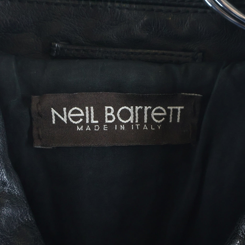 Neil Barrett(ニール バレット) バッファローレザー マルチポケット シャツジャケット ブラック