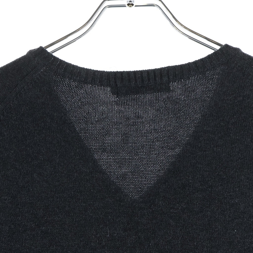 BURBERRY BLACK LABEL(バーバリー ブラックレーベル) Vネック ロゴ刺繍 コットン ニットベスト #2 ブラック