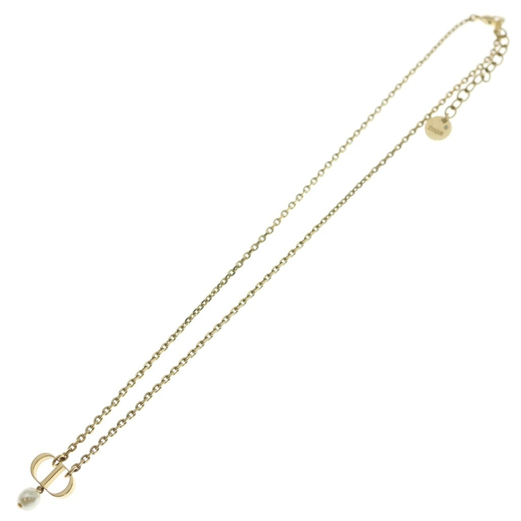 Christian Dior(クリスチャンディオール) パール ロゴネックレス ペンダント チェーン ゴールド GP レディース