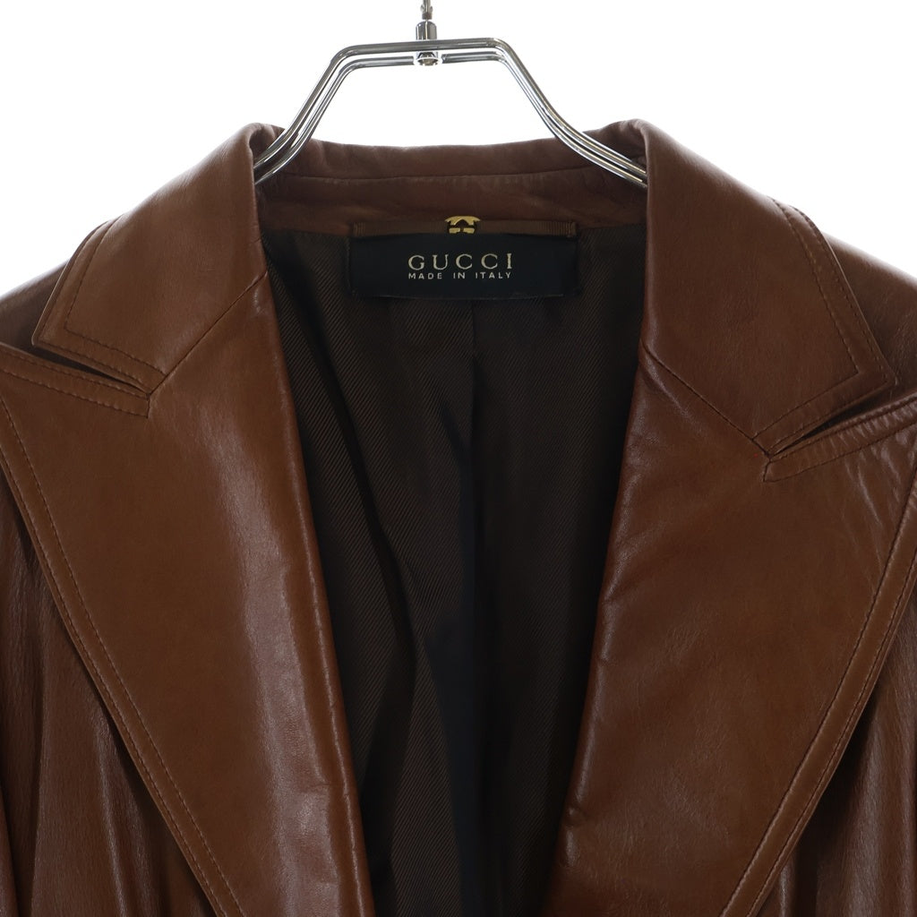 GUCCI(グッチ) クラシック レザーテーラードジャケット ブラウン #38 レディース