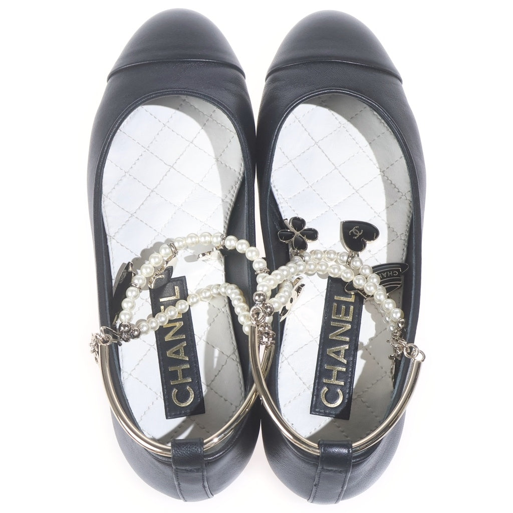 CHANEL(シャネル) バレリーナ ココマークチャーム フラットパンプス ブラック #35 レディース