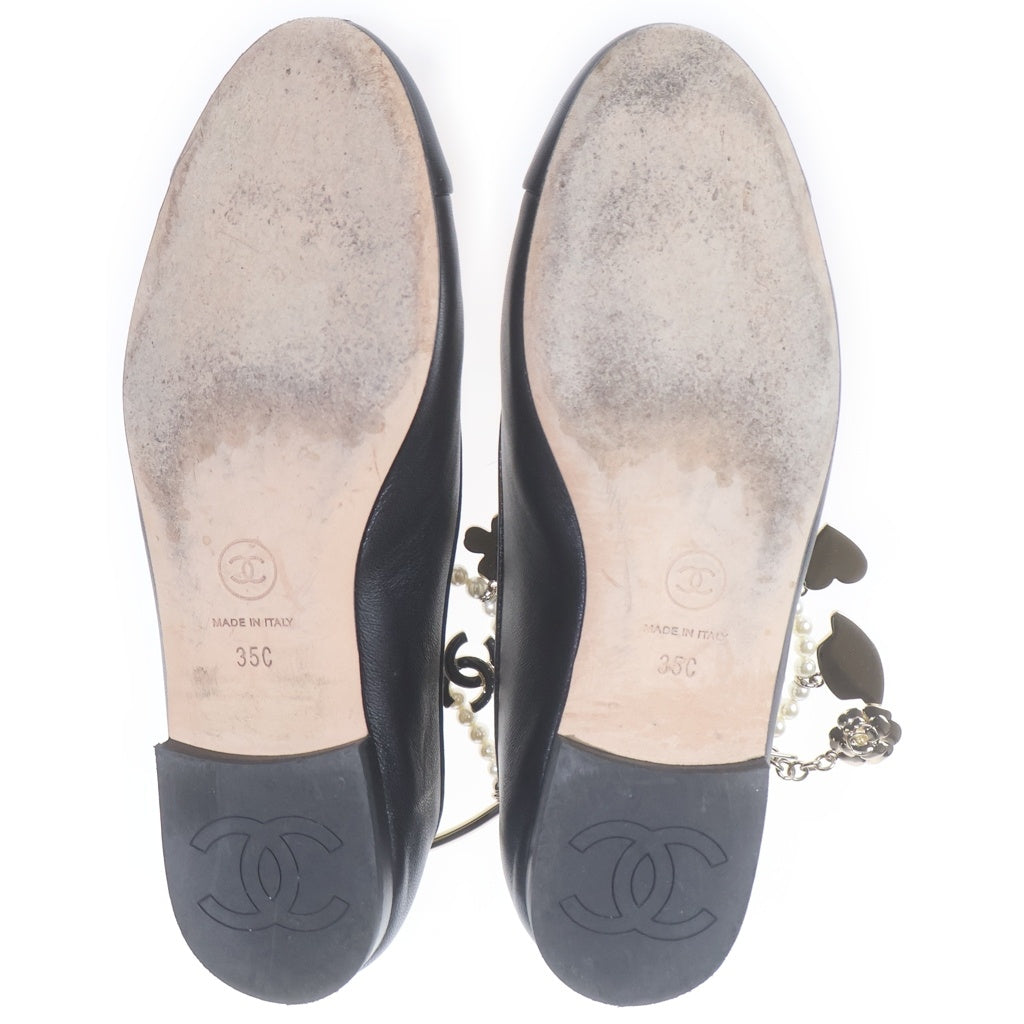 CHANEL(シャネル) バレリーナ ココマークチャーム フラットパンプス ブラック #35 レディース