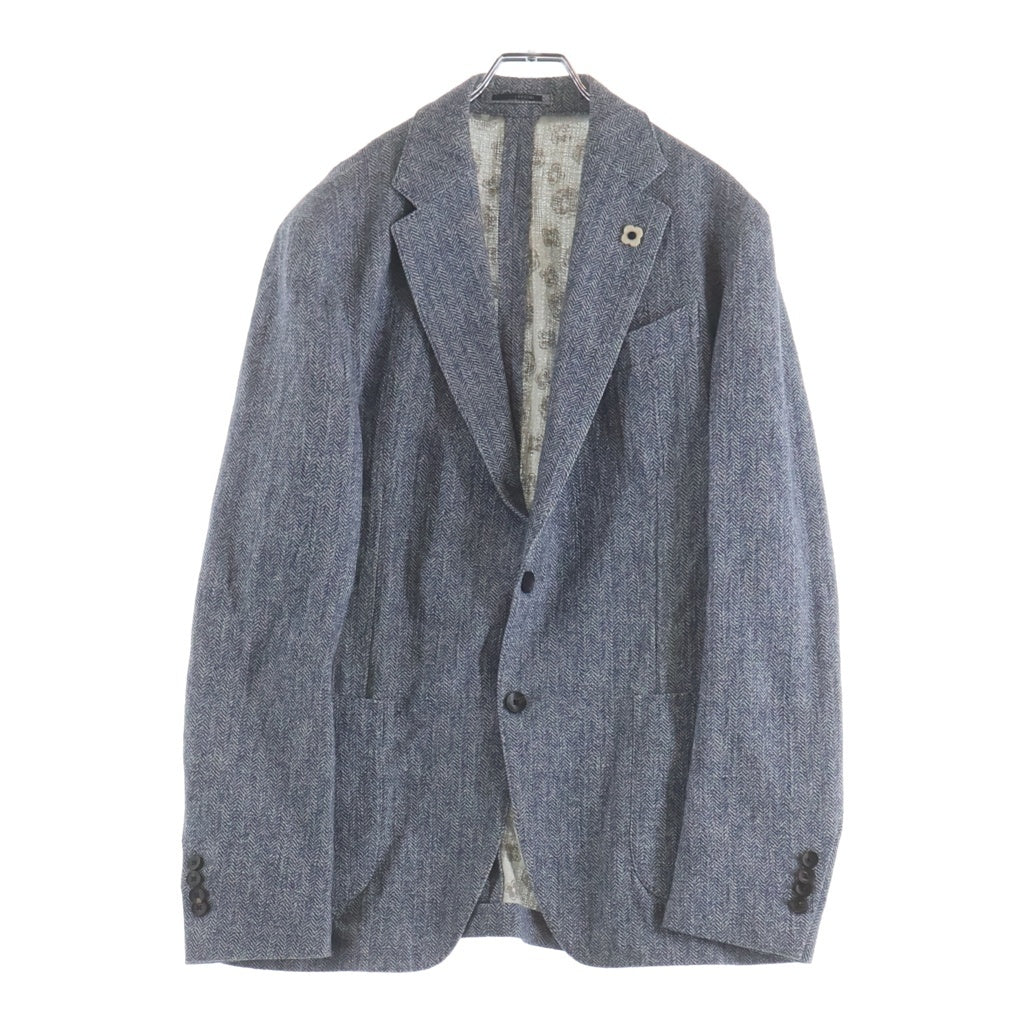 LARDINI(ラルディーニ) コットン ヘリンボーン 2B テーラード ジャケット ブルー EM934AE