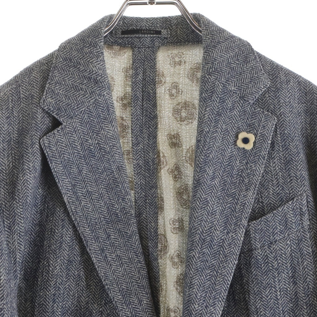 LARDINI(ラルディーニ) コットン ヘリンボーン 2B テーラード ジャケット ブルー EM934AE
