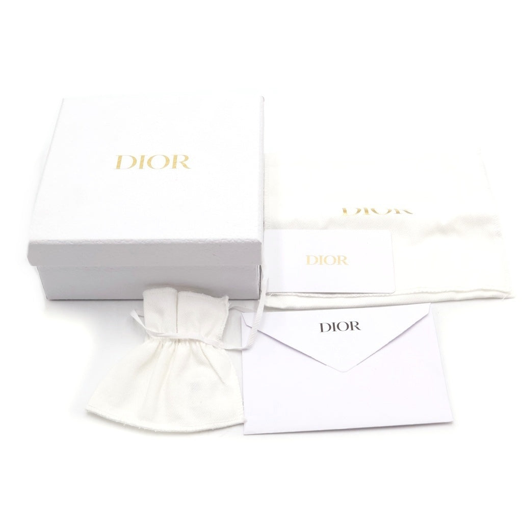 Christian Dior(クリスチャンディオール) カナージュ パピヨン フラワー コンパクトウォレット 三つ折り財布 コインケース ホワイト マルチカラー ゴールド金具 レディース