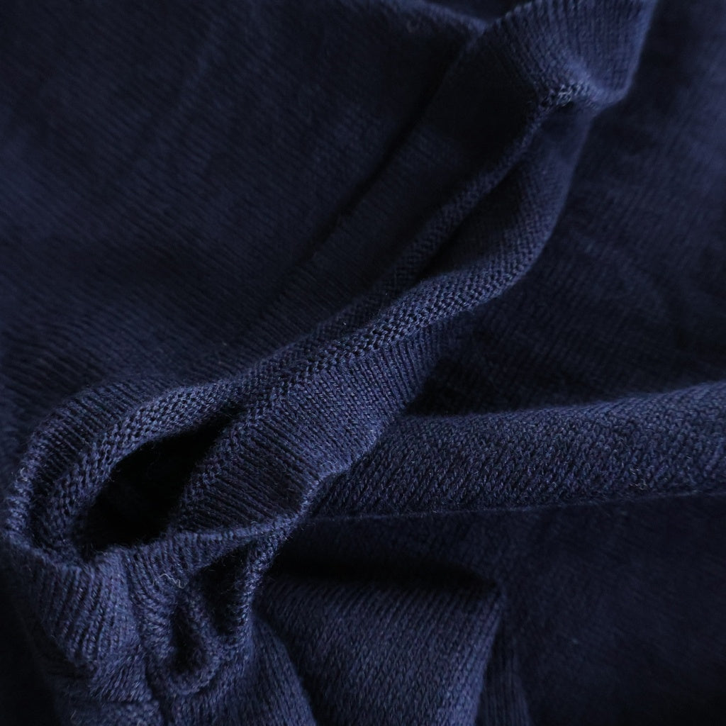 NO BRAND(ノーブランド) フロントラインデザイン 半袖トップス シルク コットン ネイビー AAB90 AG119 レディース