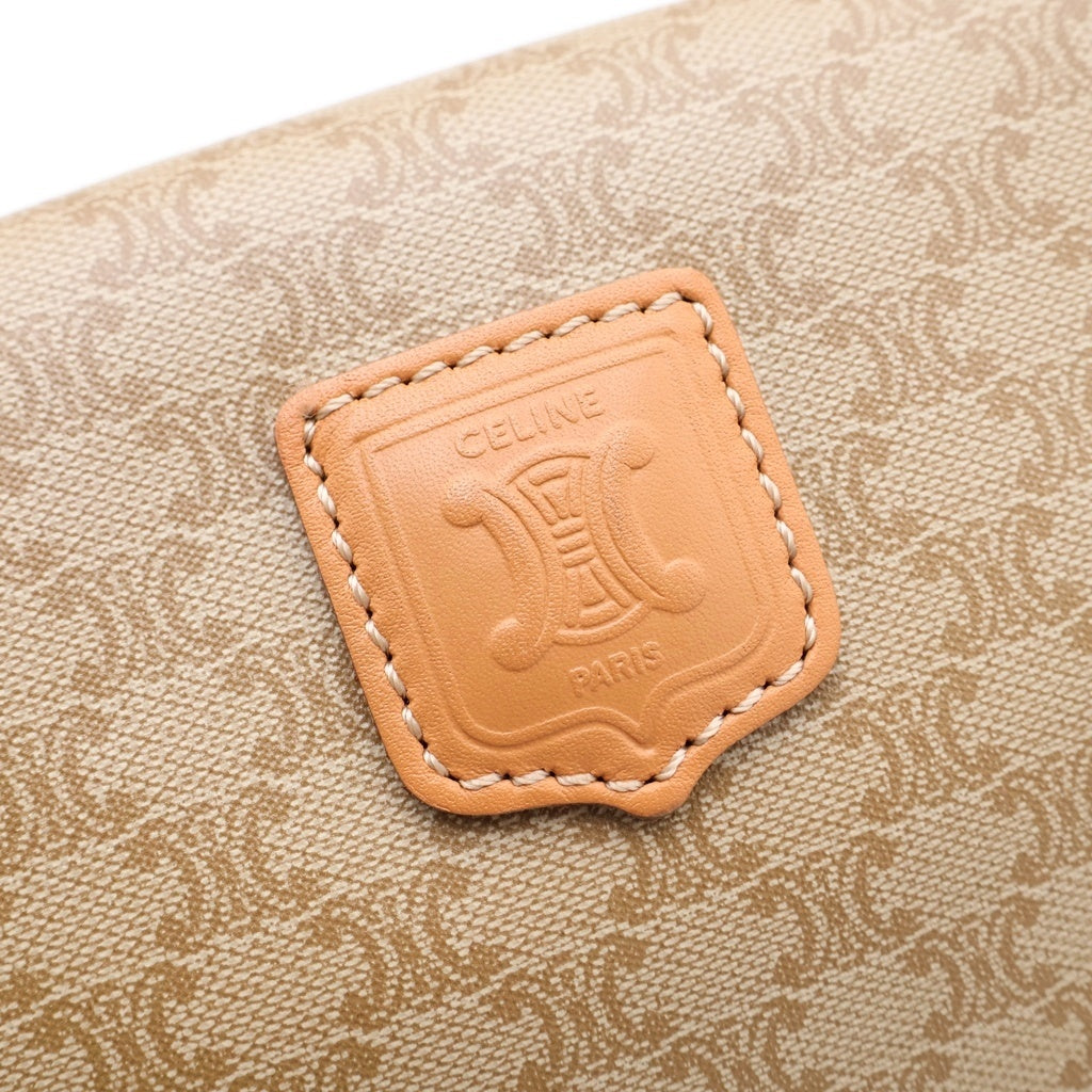CELINE(セリーヌ) トリオンフ ハンドバッグ セカンドバッグ ポーチ ベージュ レザー×PVC ゴールド金具 レディース