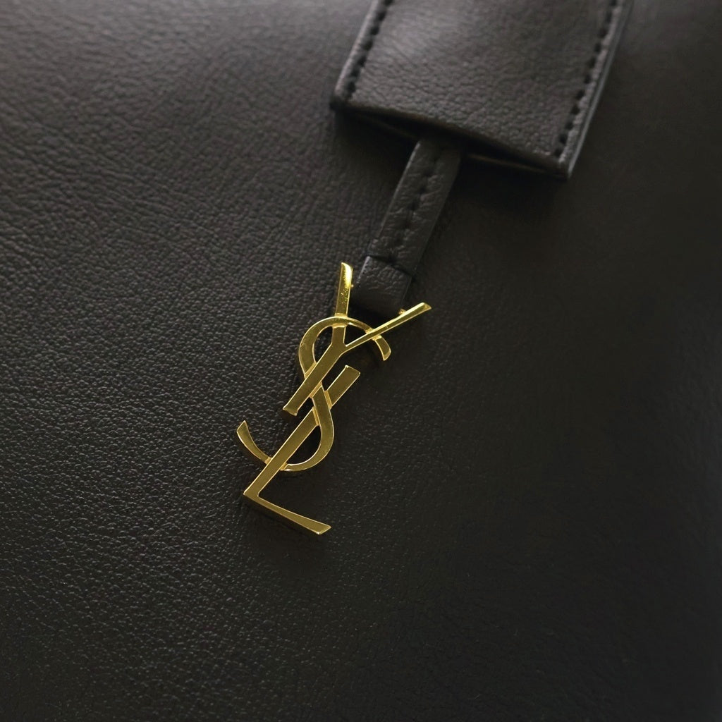 SAINT LAURENT PARIS(サンローランパリ) トイ ショッピングバッグ 2WAYショルダーバッグ トートバッグ ハンドバッグ ブラック レザー 600307 ゴールド金具 レディース