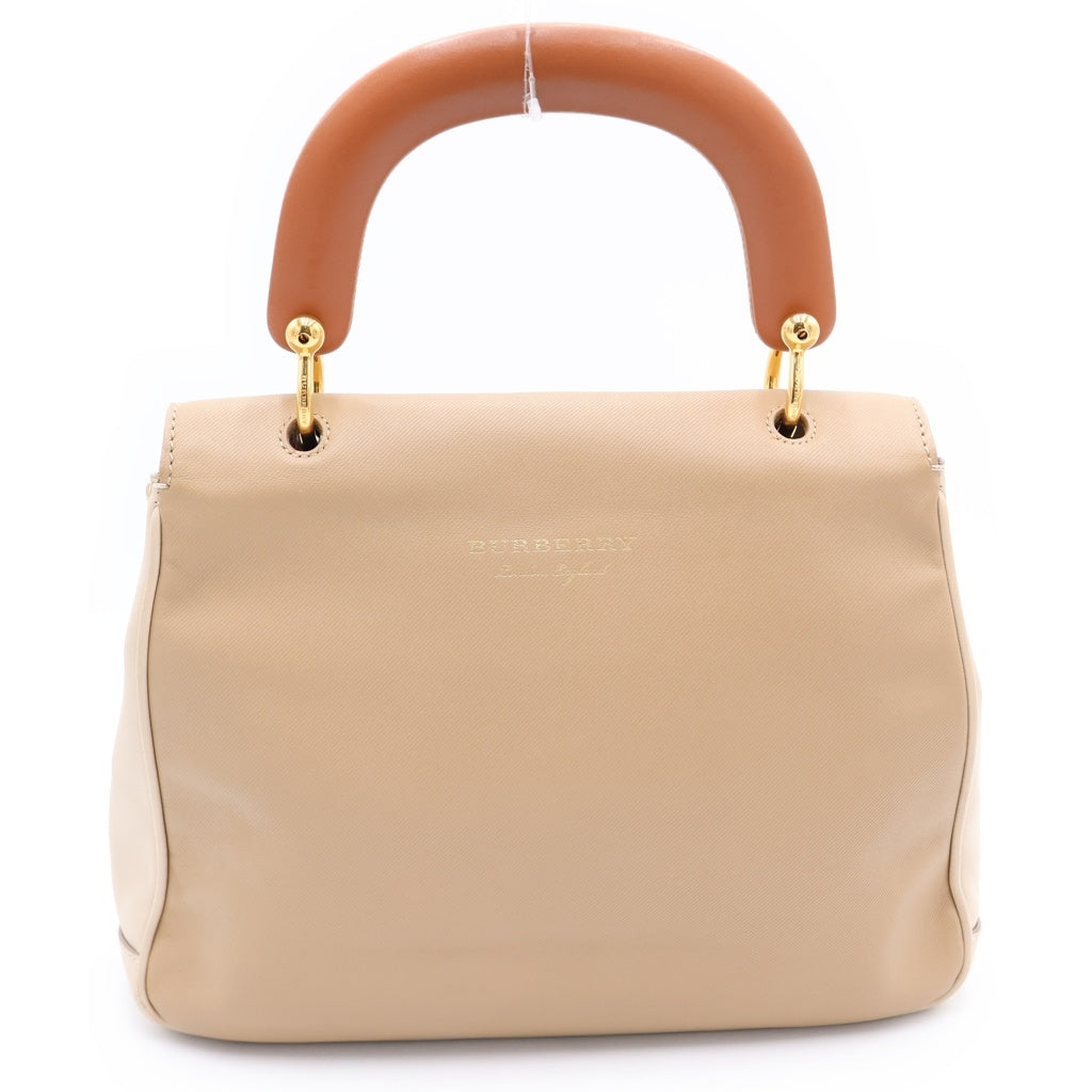 BURBERRY(バーバリー) DK88トップハンドルバッグ ブラウン×ベージュ レザー ゴールド金具 レディース