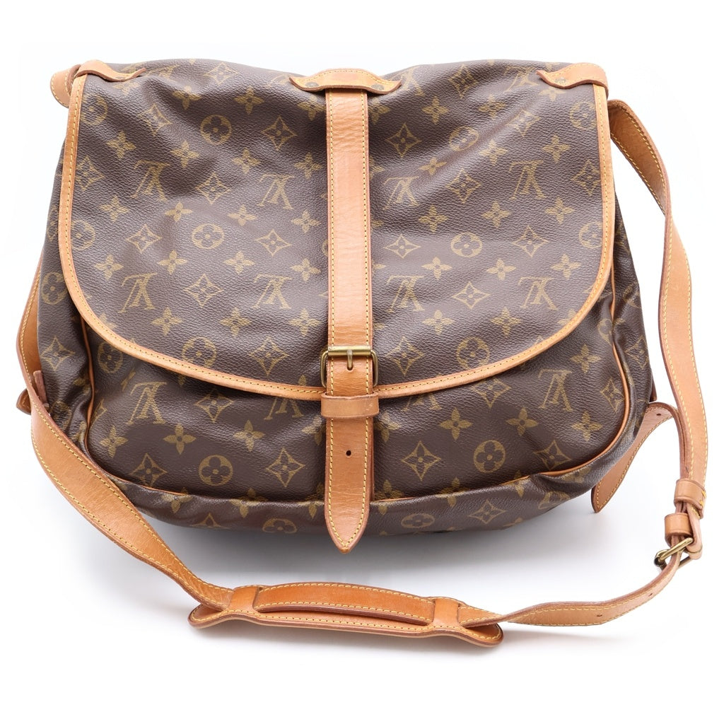 LOUIS VUITTON(ルイヴィトン) モノグラム ソミュール35 ショルダーバッグ ブラウン レザー×PVC M42254 ゴールド金具