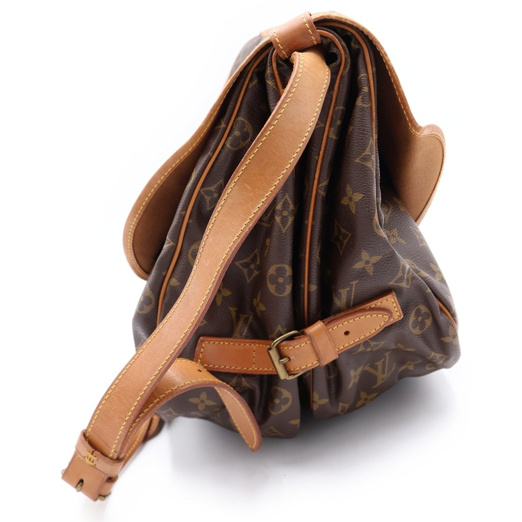 LOUIS VUITTON(ルイヴィトン) モノグラム ソミュール35 ショルダーバッグ ブラウン レザー×PVC M42254 ゴールド金具