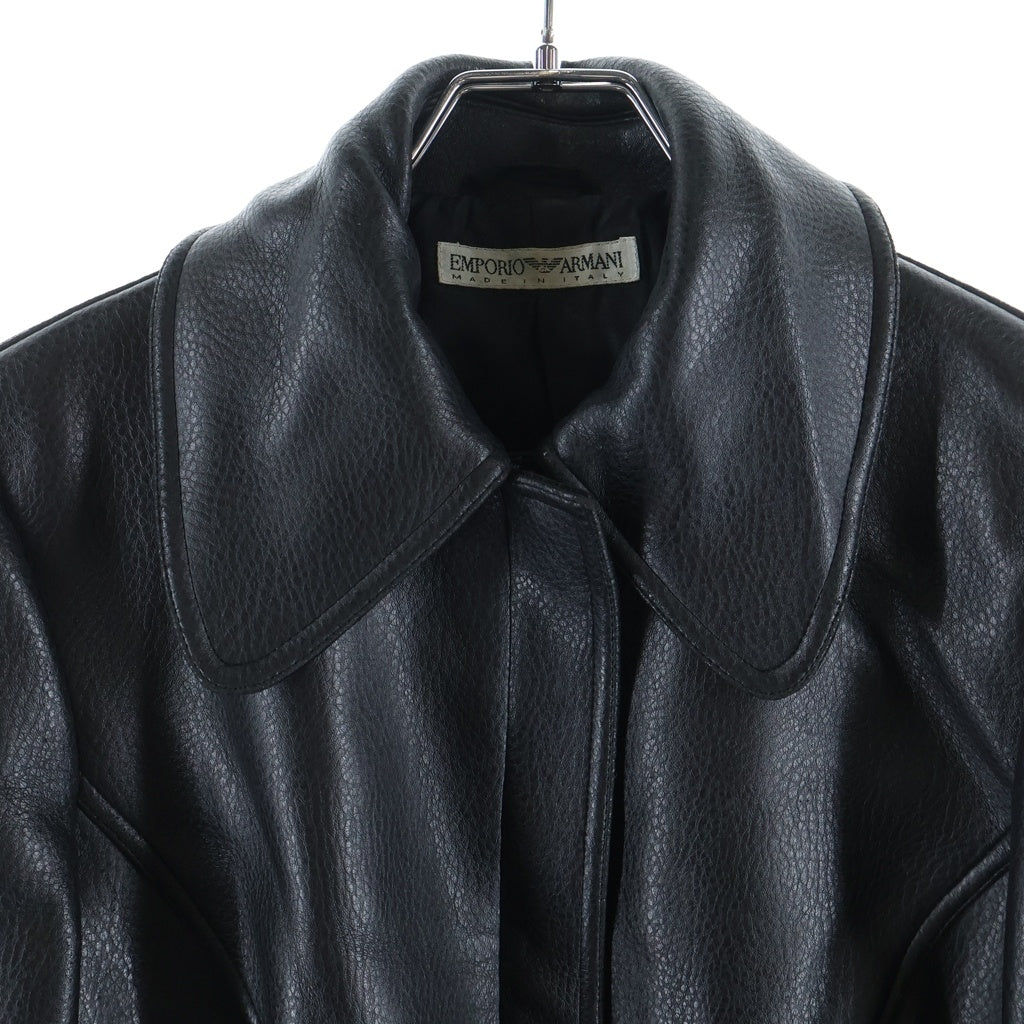 EMPORIO ARMANI(エンポリオアルマーニ) 90-00s Giaccone Donna レザーロングコート ジップアップ ブラック レディース