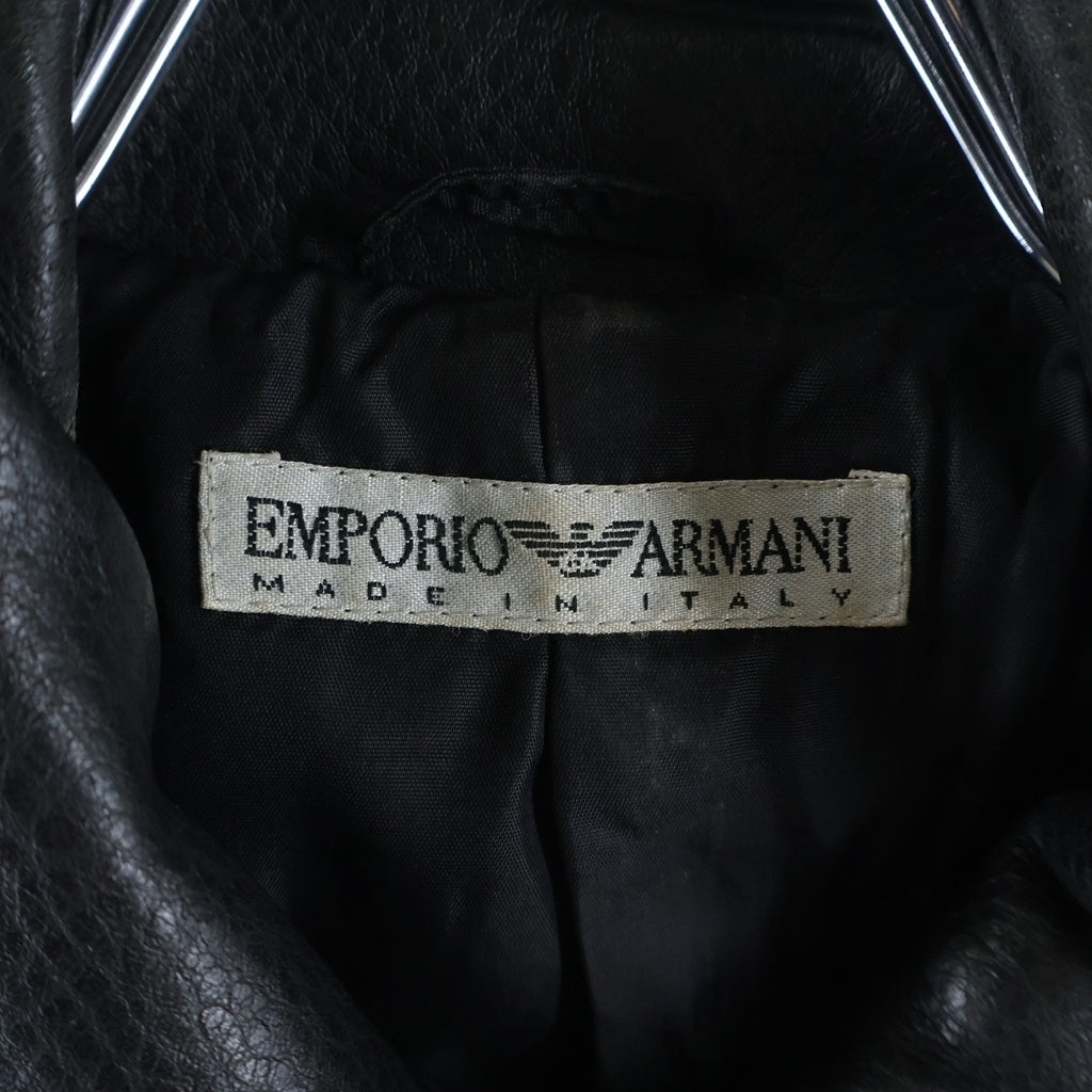EMPORIO ARMANI(エンポリオアルマーニ) 90-00s Giaccone Donna レザーロングコート ジップアップ ブラック レディース