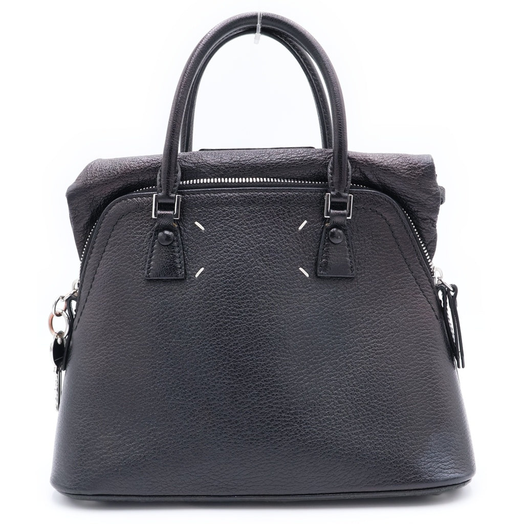 Maison Margiela(メゾンマルジェラ) 5AC ミニ レザー シルバー金具 2WAY ハンドバッグ ショルダーバッグ ブラック s56wg0082 レディース