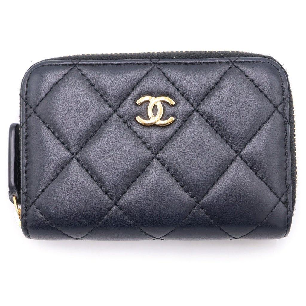 CHANEL(シャネル) マトラッセ クラッシック ジップコインパース ラムスキン ゴールド金具 ブラック AP0216 シール レディース
