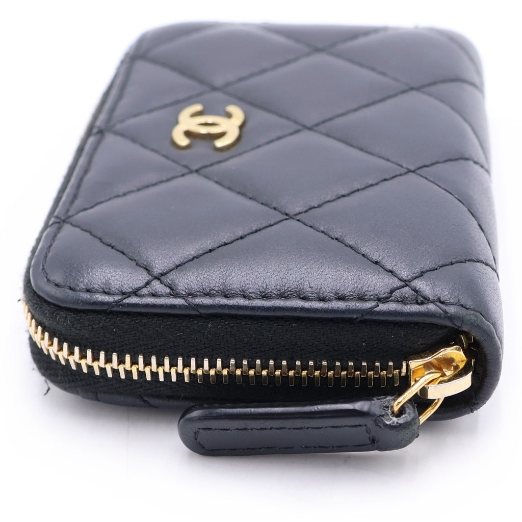 CHANEL(シャネル) マトラッセ クラッシック ジップコインパース ラムスキン ゴールド金具 ブラック AP0216 シール レディース