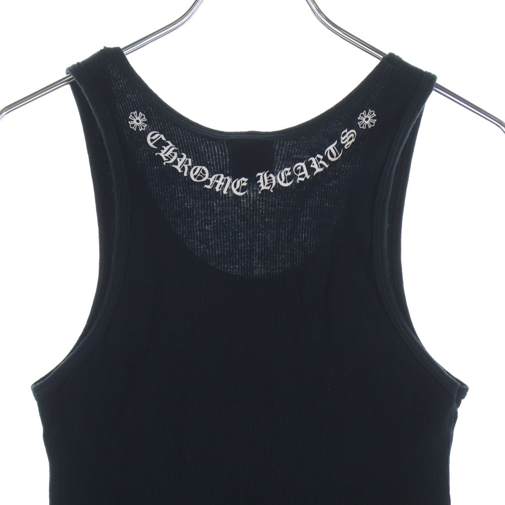 CHROME HEARTS(クロムハーツ) フローラルハートプリント コットン ノースリーブ タンクトップ #M ブラック レディース